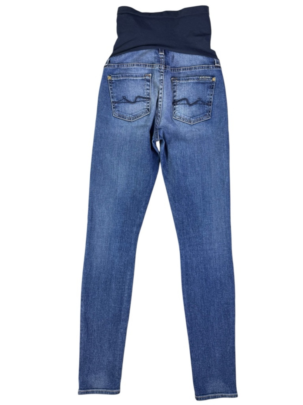 7 For All Mankind Maternity Skinny Jeans 26 Dark Indigo Mid Rise Stretch Denim